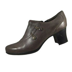 Clarks Booties Shoes 83681 Womens 10 M Heels Side Zipper Gray Brown Leather